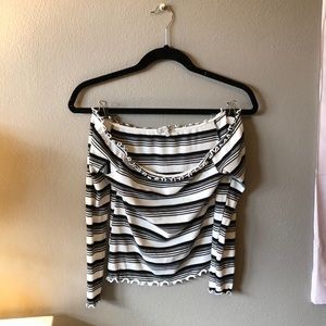 Black, white and grey off the shoulder shirt